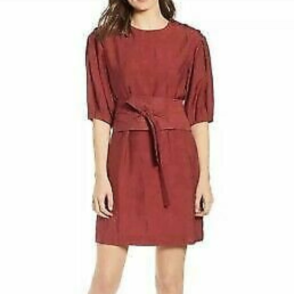 Rebecca Minkoff NWT Rust Juno Short Belted Dress Small